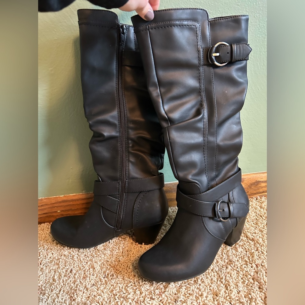 Slouch knee high boots